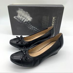 SOLD Geox D Floralie A Wedge Heel Leather Black 7